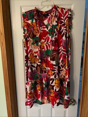 Bright Tropical Floral Sleeveless Dress size 18